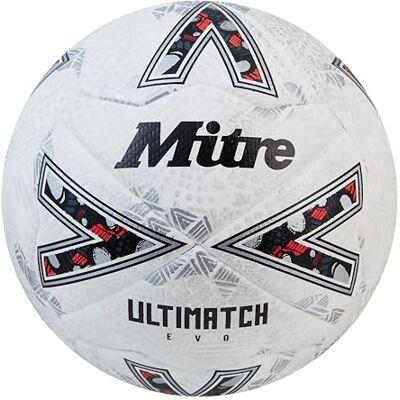 Mitre Ultimatch Voetbal, verbeterde controle, extra duurzaamheid, verhoogde precisie, bal, wit/gebroken/trofee zilver, 5 Mitre Ultimatch Voetbal, verbeterde controle, extra duurzaamheid, verhoogde precisie, bal, wit/gebroken/trofee zilver, 5