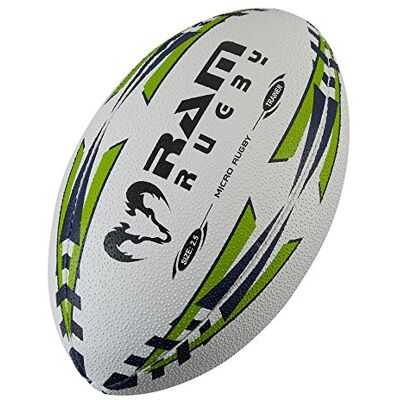 Ram Rugby Rugbybal Micro Rugby Trainer Ball Maat 2,5 Perfect Starter Ball Geschikt voor kinderen Leeftijd 3-5 Limoen/Marineblauw Micro Rugby Trainer Ball, Convient pour enfants, Citron vert/bleu marine Ram Rugby Rugbybal Micro Rugby Trainer Ball Maat 2,5 Perfect Starter Ball Geschikt voor kinderen Leeftijd 3-5 Limoen/Marineblauw Micro Rugby Trainer Ball, Convient pour enfants, Citron vert/bleu marine