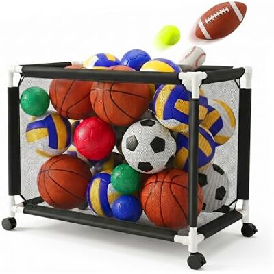 Relaxdays Balwagen met 4 wielen met rem voor voetbal, basketbal, volleybal, zwart Relaxdays Balwagen met 4 wielen met rem voor voetbal, basketbal, volleybal, zwart