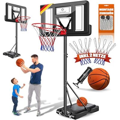 KESSER ® Hoogwaardige basketbalkorf met standaard, basketbal + pomp, korfhoogte verstelbaar van 230 tot 305 cm, in hoogte verstelbaar van 230 tot 305 cm, voor volwassenen en kinderen KESSER ® Hoogwaardige basketbalkorf met standaard, basketbal + pomp, korfhoogte verstelbaar van 230 tot 305 cm, in hoogte verstelbaar van 230 tot 305 cm, voor volwassenen en kinderen
