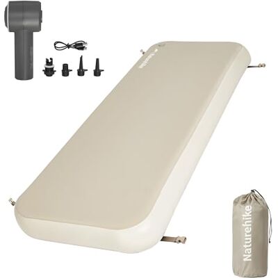 Naturehike Drop Stitch 10 cm enkele isolatiematras met elektrische luchtpomp, 200 kg draagvermogen, betrouwbaar, opblaasbaar campingmatras, luchtmatras voor camping, thuis en Naturehike Drop Stitch 10 cm enkele isolatiematras met elektrische luchtpomp, 200 kg draagvermogen, betrouwbaar, opblaasbaar campingmatras, luchtmatras voor camping, thuis en