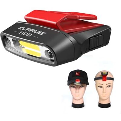 klarus HC3 LED clip on Cap Light Cap Light Hoofdlamp, wit en rood licht met sensorbediening, 5 modi dimbaar, voor de jacht, camping, vissen klarus HC3 LED clip on Cap Light Cap Light Hoofdlamp, wit en rood licht met sensorbediening, 5 modi dimbaar, voor de jacht, camping, vissen