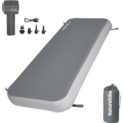 Naturehike Matelas isolant simple Drop Stitch de 10 cm avec pompe à air électrique, capacité de charge de 200 kg, reliable, matelas de camping gonflable, matelas gonflable pour camping, maison et Naturehike Matelas isolant simple Drop Stitch de 10 cm avec pompe à air électrique, capacité de charge de 200 kg, reliable, matelas de camping gonflable, matelas gonflable pour camping, maison et