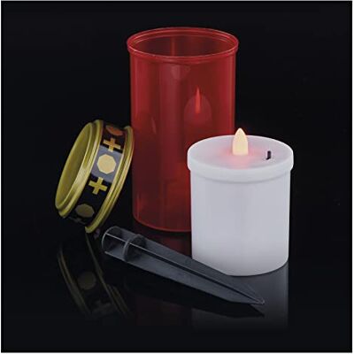EMOS DCCV22 Led-grafkaars, IP44, voor buiten, rood, werkt op batterijen, met stok, brandduur 1500 uur, kunststof, 7 x 12,5 cm EMOS DCCV22 Led-grafkaars, IP44, voor buiten, rood, werkt op batterijen, met stok, brandduur 1500 uur, kunststof, 7 x 12,5 cm