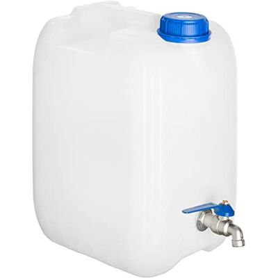 Generic Waterjerrycan, 20 liter, BPA-vrij, met gegalvaniseerde kraan, kleur wit, drinkwaterreservoir Generic Waterjerrycan, 20 liter, BPA-vrij, met gegalvaniseerde kraan, kleur wit, drinkwaterreservoir