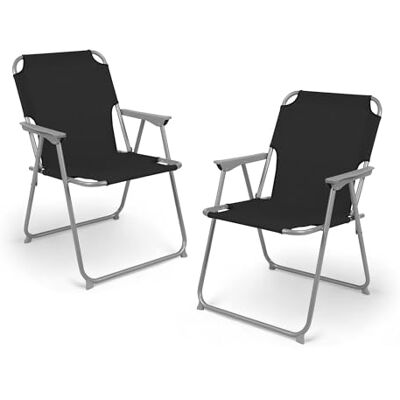 Spetebo Set van 2 opvouwbare campingstoelen, zwart, belastbaar tot 120 kg, klassieke opvouwbare campingstoel, tuinstoel, visstoel, klassieke campingstoel voor tuin, reizen, festival Spetebo Set van 2 opvouwbare campingstoelen, zwart, belastbaar tot 120 kg, klassieke opvouwbare campingstoel, tuinstoel, visstoel, klassieke campingstoel voor tuin, reizen, festival