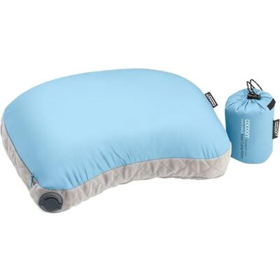 Cocoon Air-Core Hood Camp Pillow, opblaasbaar kussen voor kamperen en reizen, lichtblauw, lichtblauw Cocoon Air-Core Hood Camp Pillow, opblaasbaar kussen voor kamperen en reizen, lichtblauw, lichtblauw