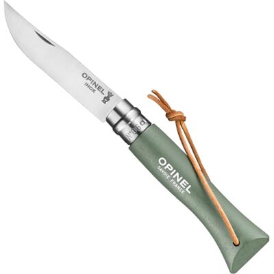 OPINEL Nr. 06 Verde Salvia Con Enlace de Cuero OPINEL Nr. 06 Verde Salvia Con Enlace de Cuero