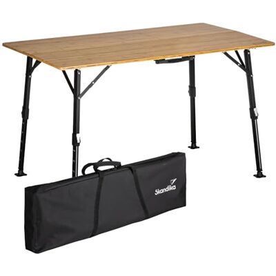 skandika Tobro Campingtafel, klaptafel met bamboeblad, inklapbaar, in hoogte verstelbaar, max. 100 kg, draagtas, buitentafel, camping, balkon skandika Tobro Campingtafel, klaptafel met bamboeblad, inklapbaar, in hoogte verstelbaar, max. 100 kg, draagtas, buitentafel, camping, balkon