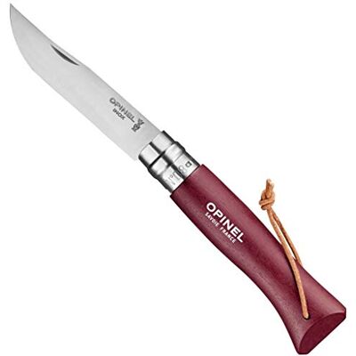 OPINEL Nr. 08 Burdeos Con Enlace de Cuero OPINEL Nr. 08 Burdeos Con Enlace de Cuero