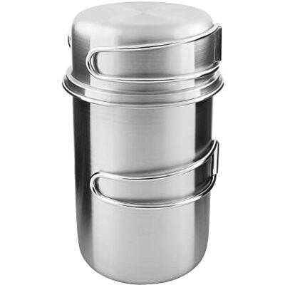 Tatonka Handle Mok 850 ml Roestvrijstalen bekerset bestaande uit beker en deksel Met inklapbare handgrepen en volumeverdeling Compatibel met Nalgene Weithals 1 liter Tatonka Handle Mok 850 ml Roestvrijstalen bekerset bestaande uit beker en deksel Met inklapbare handgrepen en volumeverdeling Compatibel met Nalgene Weithals 1 liter