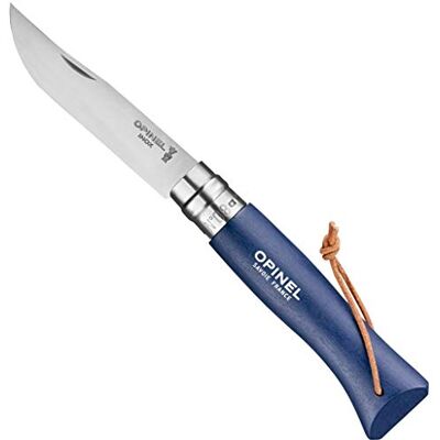 OPINEL Nr. 08 Blauw Oscuro Con Enlace van Cuero Blanco OPINEL Nr. 08 Blauw Oscuro Con Enlace van Cuero Blanco