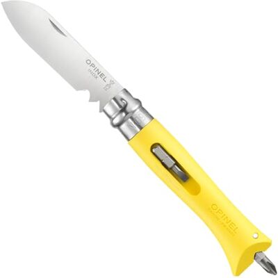 OPINEL Nr. 09 geel knutselmes – lemmet van roestvrij staal draadsnijder en stripper – handvat met 2 schroevendraaierbits – veiligheidsring Virobloc – gemaakt in Frankrijk OPINEL Nr. 09 geel knutselmes – lemmet van roestvrij staal draadsnijder en stripper – handvat met 2 schroevendraaierbits – veiligheidsring Virobloc – gemaakt in Frankrijk