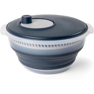 Spetebo Opvouwbare slacentrifuge 3 stuks grijs met antislip bodem 5 liter 5 liter grijs Saladier avec couvercle et passoire amovible, idéal pour les petites cuisines, le camping, les camping-cars Spetebo Opvouwbare slacentrifuge 3 stuks grijs met antislip bodem 5 liter 5 liter grijs Saladier avec couvercle et passoire amovible, idéal pour les petites cuisines, le camping, les camping-cars