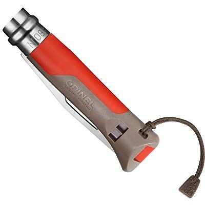 OPINEL N°08 Outdoor Rood Opvouwbaar zakmes van roestvrij staal 8,5 cm roestvrijstalen lemmet met ontmanteling Waterproof Polymeer handvat Inclusief fluitje Aarde en Rood OPINEL N°08 Outdoor Rood Opvouwbaar zakmes van roestvrij staal 8,5 cm roestvrijstalen lemmet met ontmanteling Waterproof Polymeer handvat Inclusief fluitje Aarde en Rood