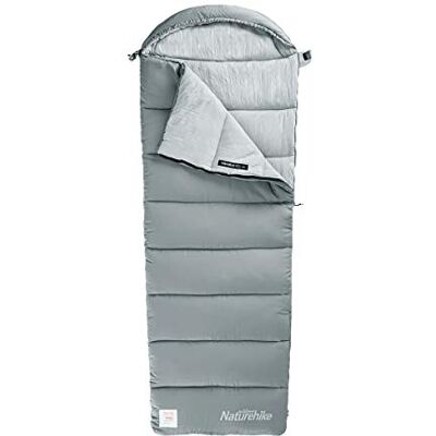 Naturehike Rechthoekige slaapzak, slaapzak met capuchon, compact, voor wandelen en kamperen, licht, waterdicht, voor kinderen, jongeren of volwassenen (grijs M180) Naturehike Rechthoekige slaapzak, slaapzak met capuchon, compact, voor wandelen en kamperen, licht, waterdicht, voor kinderen, jongeren of volwassenen (grijs M180)