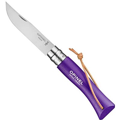 OPINEL Baroudeur mes nr. 7 VRI paars met leren veter OPINEL Baroudeur mes nr. 7 VRI paars met leren veter