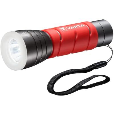 Varta Lampe torche LED, F10, Outdoor, 2 modes d'éclairage, IPX4, Rouge Type II geanodiseerd aluminium, Angel Eye glow in the dark, rubberen handgreep, incl. 3 x AAA-batterijen Varta Lampe torche LED, F10, Outdoor, 2 modes d'éclairage, IPX4, Rouge Type II geanodiseerd aluminium, Angel Eye glow in the dark, rubberen handgreep, incl. 3 x AAA-batterijen