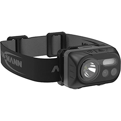 Ansmann Led-hoofdlamp HD230BS met gebarenbediening, batterijen en 4 bevestigingsclips voor bouwhelm, led-hoofdlamp met sensor, ideaal voor fietsen en hardlopen Ansmann Led-hoofdlamp HD230BS met gebarenbediening, batterijen en 4 bevestigingsclips voor bouwhelm, led-hoofdlamp met sensor, ideaal voor fietsen en hardlopen
