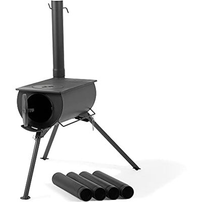 CampFeuer Draagbare houtkachel voor tent, 58 x 86 x 240 cm, zwart CampFeuer Draagbare houtkachel voor tent, 58 x 86 x 240 cm, zwart