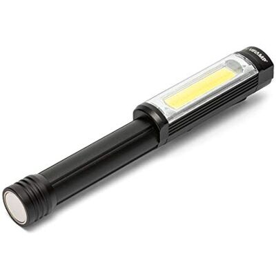 Velamp Big Daddy 3 W led-inspectielamp met clip en magneet, COB zaklamp 400 lumen voor autoreparatie, garage, vissen, noodgevallen, rood knipperlicht, zwart Velamp Big Daddy 3 W led-inspectielamp met clip en magneet, COB zaklamp 400 lumen voor autoreparatie, garage, vissen, noodgevallen, rood knipperlicht, zwart