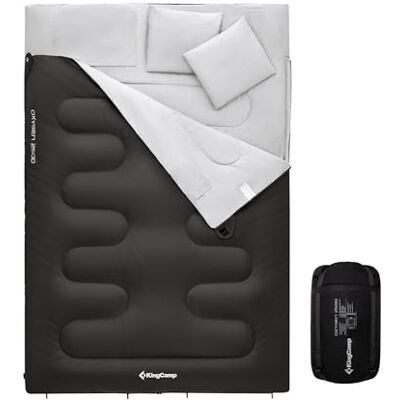 KingCamp Dubbele slaapzak met 2 kussens, slaapzak voor 2 personen, afneembaar, van katoenflanel, comfortabel, voor camping, tenten, vrachtwagen, wandelen, outdoor, binnen, winter KingCamp Dubbele slaapzak met 2 kussens, slaapzak voor 2 personen, afneembaar, van katoenflanel, comfortabel, voor camping, tenten, vrachtwagen, wandelen, outdoor, binnen, winter