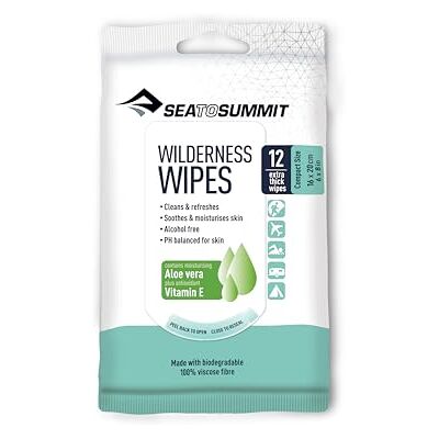 Sea to Summit Wilderness Compact Pack van 12 wipes accessoires klimmen, volwassenen, uniseks, wit, Eén maat Sea to Summit Wilderness Compact Pack van 12 wipes accessoires klimmen, volwassenen, uniseks, wit, Eén maat