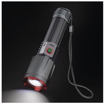 EMOS Metalen led-zaklamp met accu, boost-functie, powerbank en zoom, oplaadbaar, schokbestendig, waterdicht, superhelder, 3000 lm, 3000 m, polsband voor binnen EMOS Metalen led-zaklamp met accu, boost-functie, powerbank en zoom, oplaadbaar, schokbestendig, waterdicht, superhelder, 3000 lm, 3000 m, polsband voor binnen