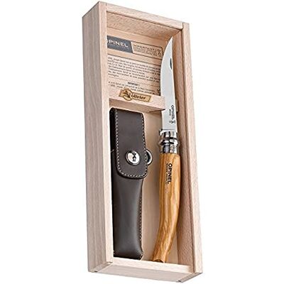 OPINEL Nr. 10 taps toelopende olijfboom en bruin Alpine etui klapmes olijfhout zakmes van roestvrij staal OPINEL Nr. 10 taps toelopende olijfboom en bruin Alpine etui klapmes olijfhout zakmes van roestvrij staal