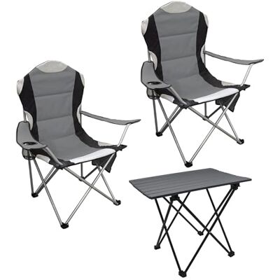 Spetebo Campinglounge, 3-delig, klaptafel, aluminium klaptafel en draagtas, antraciet, tuintafelset met 2 campingstoelen tot 150 kg, outdoor visstoel Spetebo Campinglounge, 3-delig, klaptafel, aluminium klaptafel en draagtas, antraciet, tuintafelset met 2 campingstoelen tot 150 kg, outdoor visstoel