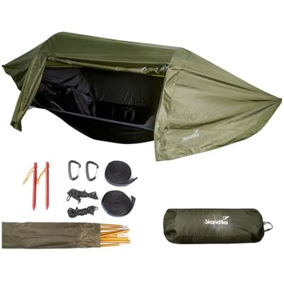 skandika Rian Hangmat Tent Outdoor hangmat met muggennet, max. 200 kg, ultralicht, nylon, 1-persoonstent, ademend, ophangset voor boom, hangmat voor reizen, wandelen, trekking, kamperen skandika Rian Hangmat Tent Outdoor hangmat met muggennet, max. 200 kg, ultralicht, nylon, 1-persoonstent, ademend, ophangset voor boom, hangmat voor reizen, wandelen, trekking, kamperen