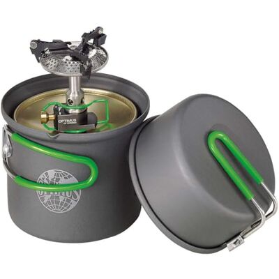 Optimus Crux Lite Solo ultralicht gaskooksysteem voor kamperen en trekken: kooktoestel + pan 0,6 l en pan 3000 watt totaal gewicht 272 g Optimus Crux Lite Solo ultralicht gaskooksysteem voor kamperen en trekken: kooktoestel + pan 0,6 l en pan 3000 watt totaal gewicht 272 g