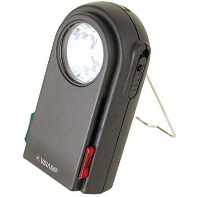 Velamp IJzeren pad 2: 3 LED zaklamp met kleurfilter en zwarte plastic bankschroef knop. Velamp IJzeren pad 2: 3 LED zaklamp met kleurfilter en zwarte plastic bankschroef knop.