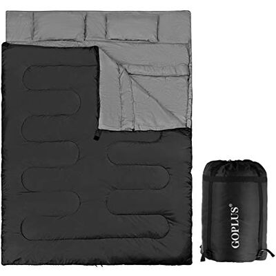 COSTWAY Slaapzak voor 2 personen, met 2 kussens, winddicht en waterdicht, ideaal voor wandelen, reizen, kamperen en outdooractiviteiten COSTWAY Slaapzak voor 2 personen, met 2 kussens, winddicht en waterdicht, ideaal voor wandelen, reizen, kamperen en outdooractiviteiten