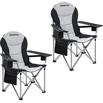 KingCamp Campingstoel, opvouwbaar, robuust, voor volwassenen, 2 stuks, hoogte 160 kg, campingstoelen met verstelbare lendensteun en koeltas, hoge rugleuning, tuinstoel, vissen, zwart KingCamp Campingstoel, opvouwbaar, robuust, voor volwassenen, 2 stuks, hoogte 160 kg, campingstoelen met verstelbare lendensteun en koeltas, hoge rugleuning, tuinstoel, vissen, zwart