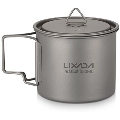 Lixada Ultralichte campingpot van titanium met ophanggreep, voor picknick, wandelen, kamperen, wandelen Lixada Ultralichte campingpot van titanium met ophanggreep, voor picknick, wandelen, kamperen, wandelen