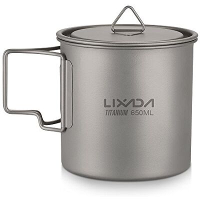 Lixada Ultralichte campingpot van titanium met ophanggreep, voor picknick, wandelen, kamperen, wandelen Lixada Ultralichte campingpot van titanium met ophanggreep, voor picknick, wandelen, kamperen, wandelen