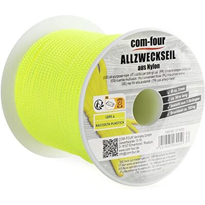 com-four ® Paracordtouw Ø 3 mm, 50 m, 3-draads touw voor boot camping outdoor nylon touw met een draagvermogen van 192 kg tenttouw scheerlijn universeel touw com-four ® Paracordtouw Ø 3 mm, 50 m, 3-draads touw voor boot camping outdoor nylon touw met een draagvermogen van 192 kg tenttouw scheerlijn universeel touw