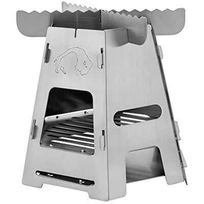 Tatonka Hobo Burner Outdoor fornuis van roestvrij staal, plat demonteerbaar, licht en ruimtebesparend voor vaste brandstoffen, zilver Tatonka Hobo Burner Outdoor fornuis van roestvrij staal, plat demonteerbaar, licht en ruimtebesparend voor vaste brandstoffen, zilver