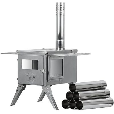 CampFeuer Roestvrijstalen tentoven, 51,5 x 42 x 216 cm, zilver, draagbare houtkachel voor camping, outdoor, tent, tentverwarming, camping, tentoven, hout, tentstove, outdoor tent CampFeuer Roestvrijstalen tentoven, 51,5 x 42 x 216 cm, zilver, draagbare houtkachel voor camping, outdoor, tent, tentverwarming, camping, tentoven, hout, tentstove, outdoor tent