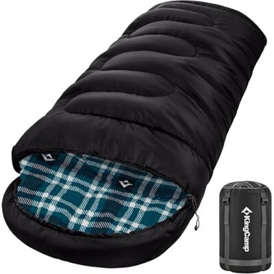 KingCamp Katoenen flanellen slaapzak met capuchon, slaapzakken voor volwassenen en kinderen, warme winterslaapzak, lichte camping mummieslaapzak, envelopstijl KingCamp Katoenen flanellen slaapzak met capuchon, slaapzakken voor volwassenen en kinderen, warme winterslaapzak, lichte camping mummieslaapzak, envelopstijl