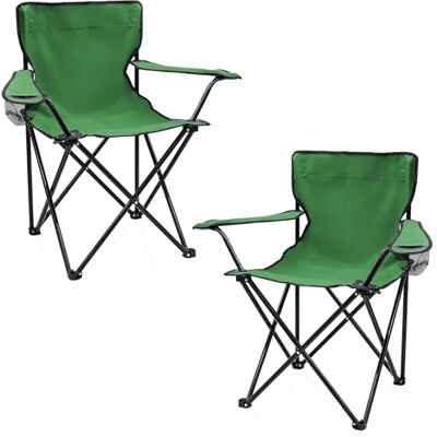 Spetebo Campingstoel met bekerhouder, 2 stuks, groen, opvouwbare campingstoel met draagtas, opvouwbare stoel voor festival, vrije tijd, tuin, vissen, belastbaar tot 100 Spetebo Campingstoel met bekerhouder, 2 stuks, groen, opvouwbare campingstoel met draagtas, opvouwbare stoel voor festival, vrije tijd, tuin, vissen, belastbaar tot 100