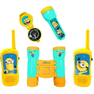 Lexibook Avonturiersset met walkietalkie, bereik 120 m, Minions Walkietalkies, 120 m, verrekijker, zaklamp, kompas, blauw/geel Lexibook Avonturiersset met walkietalkie, bereik 120 m, Minions Walkietalkies, 120 m, verrekijker, zaklamp, kompas, blauw/geel