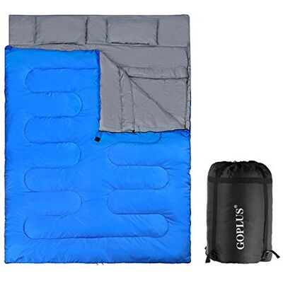 COSTWAY Slaapzak voor 2 personen, met 2 kussens, winddicht en waterdicht, ideaal voor wandelen, reizen, kamperen en outdooractiviteiten COSTWAY Slaapzak voor 2 personen, met 2 kussens, winddicht en waterdicht, ideaal voor wandelen, reizen, kamperen en outdooractiviteiten