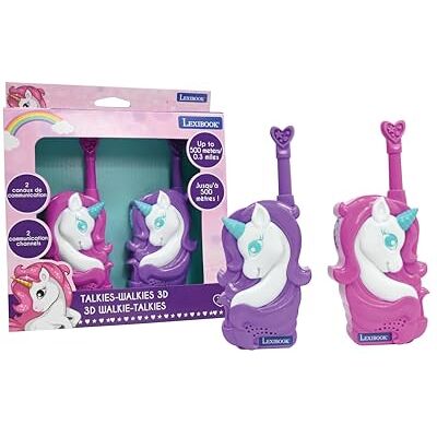 Lexibook , Unicorn Walkietalkies 3D, TW18UNI Bereik 500 m, 2 communicatiekanalen, riemclip, roze/paars Lexibook , Unicorn Walkietalkies 3D, TW18UNI Bereik 500 m, 2 communicatiekanalen, riemclip, roze/paars