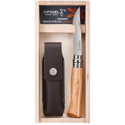 OPINEL N°08 Luxe Olivier en etui Alpine bruin Vouwmes met olijfhout Roestvrij staal Messenset Roestvrijstalen lemmet 8,5 cm OPINEL N°08 Luxe Olivier en etui Alpine bruin Vouwmes met olijfhout Roestvrij staal Messenset Roestvrijstalen lemmet 8,5 cm