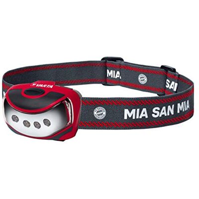 Varta FC Bayern München led-hoofdlamp met 3 AAA-batterijen, hoofdlamp met twee verlichtingsmodi, ultralichte hoofdlamp, sportief design, spatbescherming Varta FC Bayern München led-hoofdlamp met 3 AAA-batterijen, hoofdlamp met twee verlichtingsmodi, ultralichte hoofdlamp, sportief design, spatbescherming