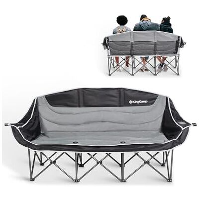 KingCamp Campingstoel, inklapbaar, gestoffeerd, voor 3 personen, 450 kg 3-zits opvouwbare campingbank met wijnglazen houder netzakken hoge rug campingstoel voor 3 personen KingCamp Campingstoel, inklapbaar, gestoffeerd, voor 3 personen, 450 kg 3-zits opvouwbare campingbank met wijnglazen houder netzakken hoge rug campingstoel voor 3 personen