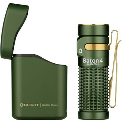 OLIGHT Baton 4 led-zaklamp, stroomvoorziening met draadloze oplader, krachtig, 1300 lumen, 170 m, 190 dagen, looptijd, max. waterdicht, IPX 8, voor camping, outdoor en noodgevallen, groen OLIGHT Baton 4 led-zaklamp, stroomvoorziening met draadloze oplader, krachtig, 1300 lumen, 170 m, 190 dagen, looptijd, max. waterdicht, IPX 8, voor camping, outdoor en noodgevallen, groen