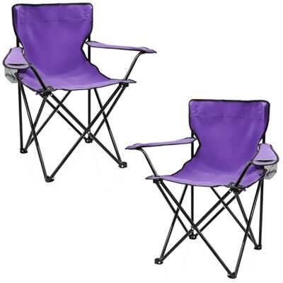 Spetebo Campingstoel met bekerhouder, 2 stuks, paars, opvouwbare campingstoel met draagtas, opvouwbare stoel voor festival, vrije tijd, tuin, vissen, belastbaar tot 100 Spetebo Campingstoel met bekerhouder, 2 stuks, paars, opvouwbare campingstoel met draagtas, opvouwbare stoel voor festival, vrije tijd, tuin, vissen, belastbaar tot 100